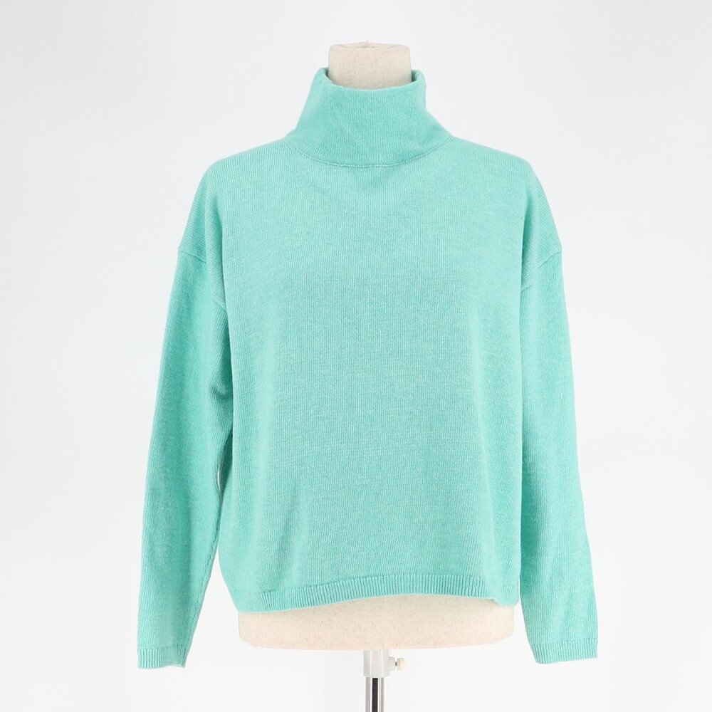 NWT TALBOTS Turtleneck Sweater Soft Jade Green Relaxed Fit Size MP